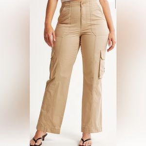 Abercrombie curve love relaxed cargo pant in light brown- worn once